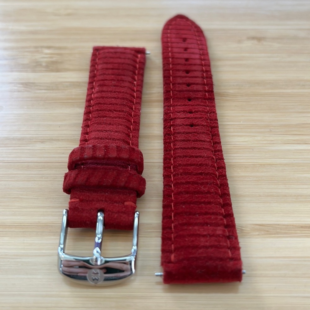 Michele 18mm Red Suede Genuine Leather Strap